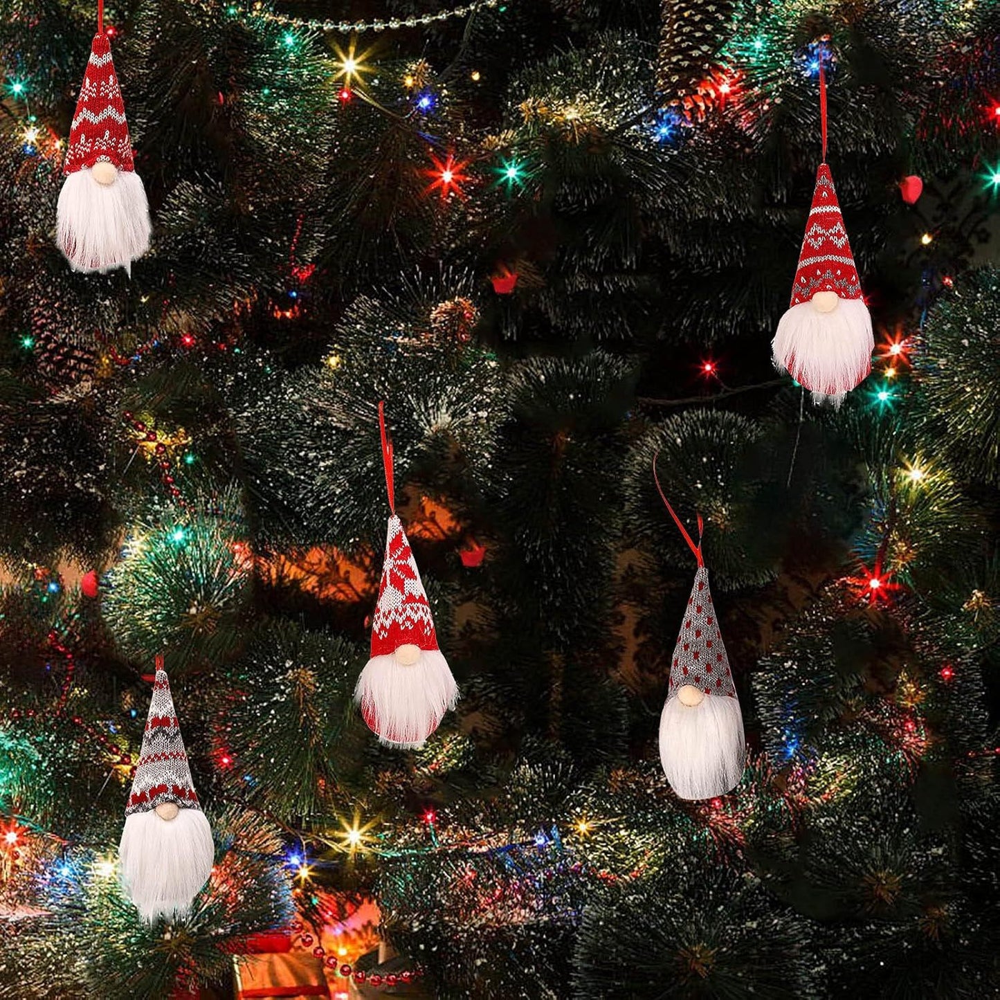 8 Packs Christmas Gnomes Ornaments Handmade Swedish Gnome Plush Xmas Tree Hanging Decorations Cute Scandinavian Santa Elf For Holiday New Year Home Decor