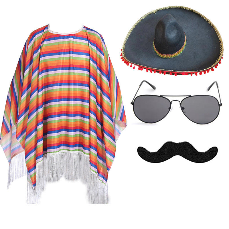 Mexican Cloak Halloween Adult Shawl Children's Cloak Party Beard Hat Party Supplies