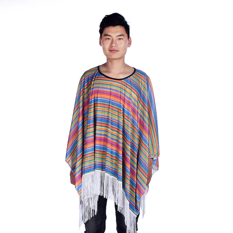 Mexican Cloak Halloween Adult Shawl Children's Cloak Party Beard Hat Party Supplies