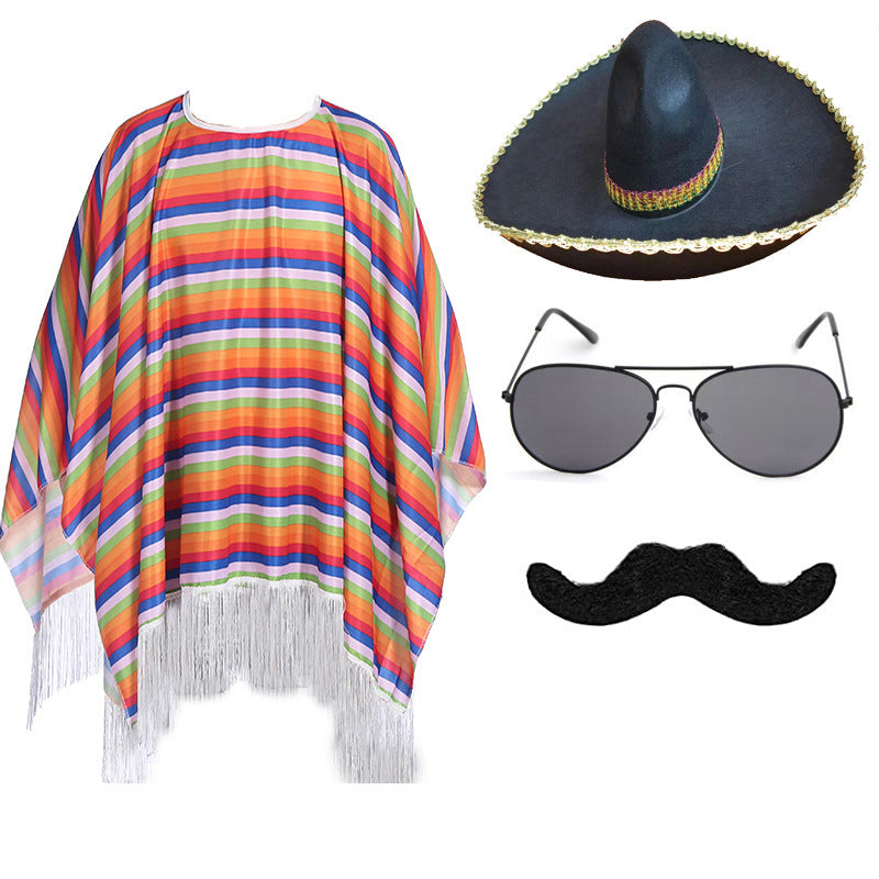 Mexican Cloak Halloween Adult Shawl Children's Cloak Party Beard Hat Party Supplies