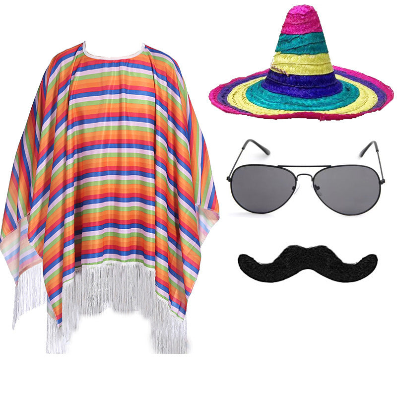 Mexican Cloak Halloween Adult Shawl Children's Cloak Party Beard Hat Party Supplies
