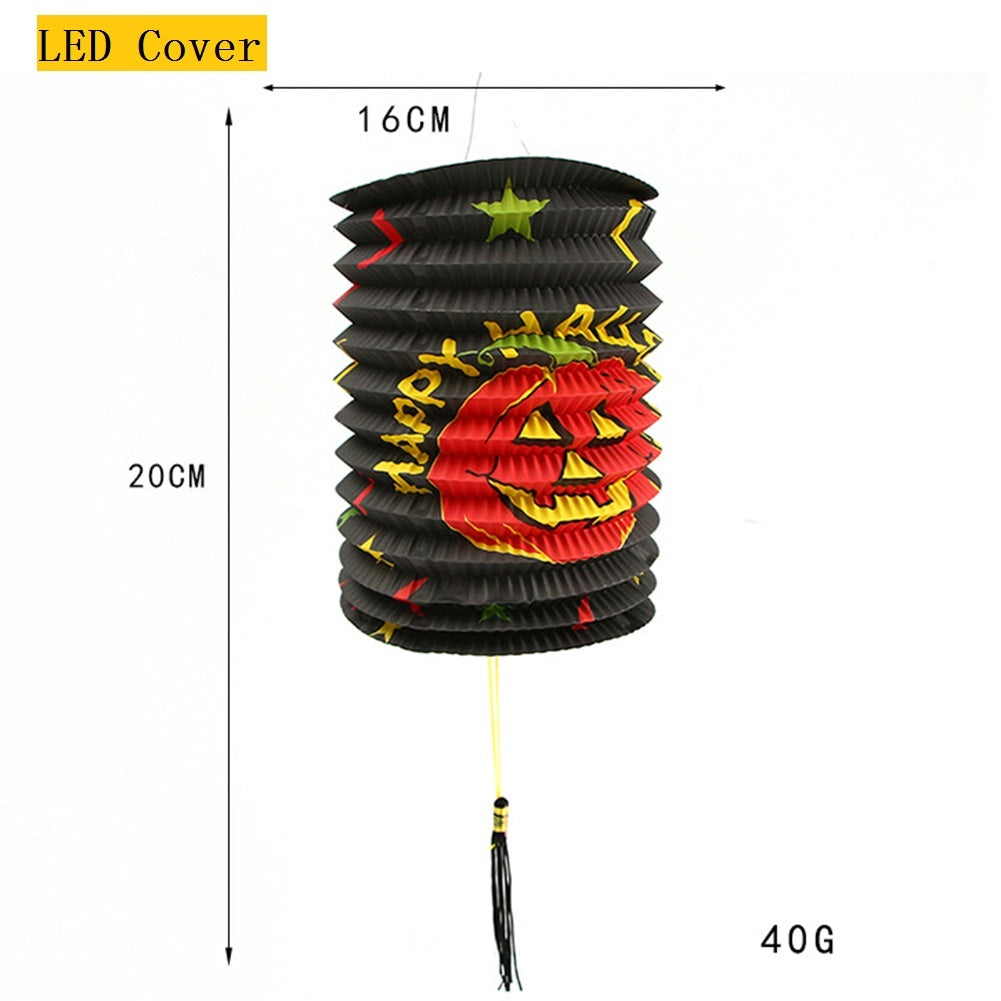 Halloween Pumpkin Paper Lantern Scene Props Ghost Festival Products KTV Bar Window Layout LED Lampshade Decoration