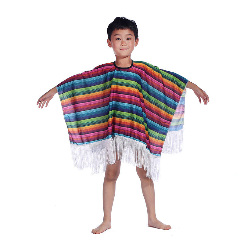 Mexican Cloak Halloween Adult Shawl Children's Cloak Party Beard Hat Party Supplies