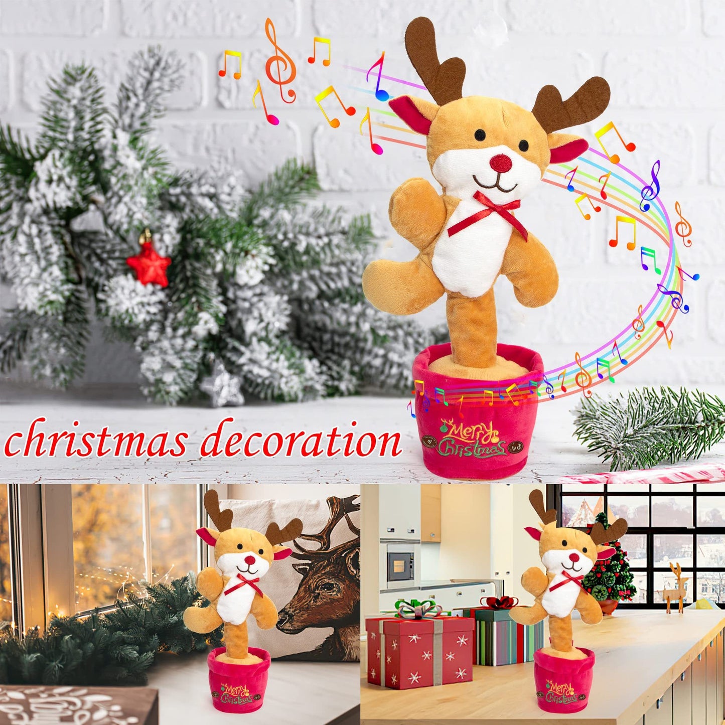 Dancing Christmas Toys Funny Tree Repeat Talking  Electronic Plush Toys Can Sing Record Lighten Early Education Funny Gift Christmas