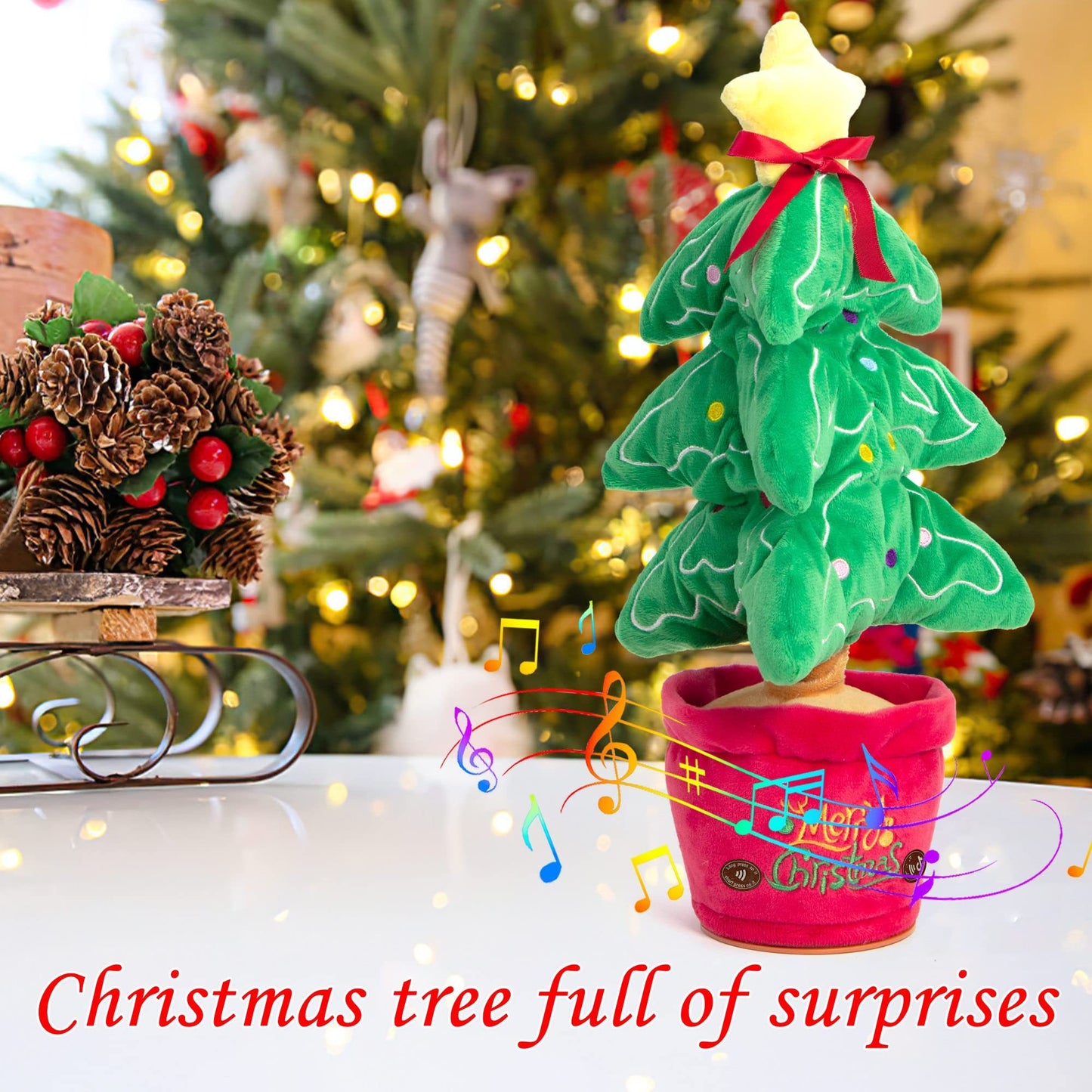 Dancing Christmas Toys Funny Tree Repeat Talking  Electronic Plush Toys Can Sing Record Lighten Early Education Funny Gift Christmas